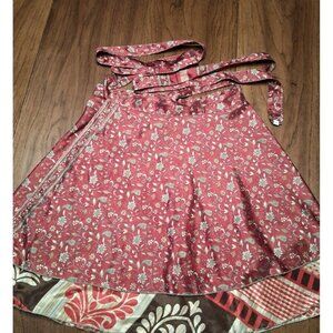 Darn Good Yarn Co Silk Sari Wrap Skirt Size Regular (4-12) Short Reversible Boho